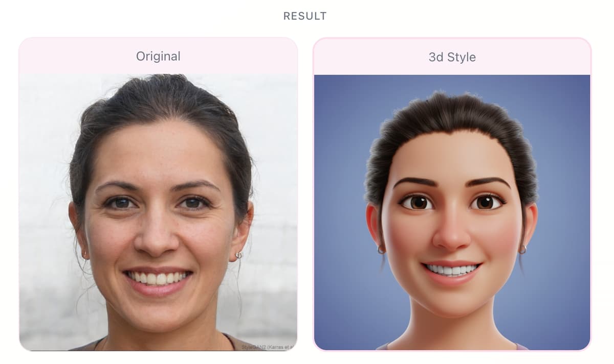 3D style avatar - before and after