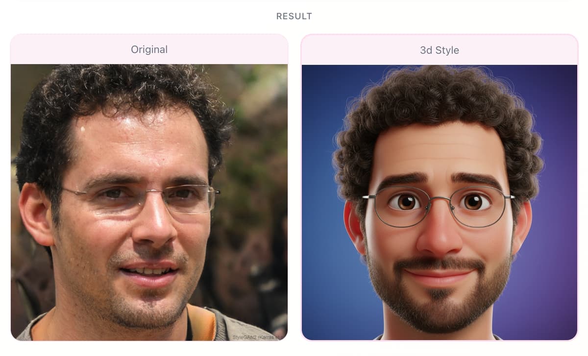 3D style avatar - before and after
