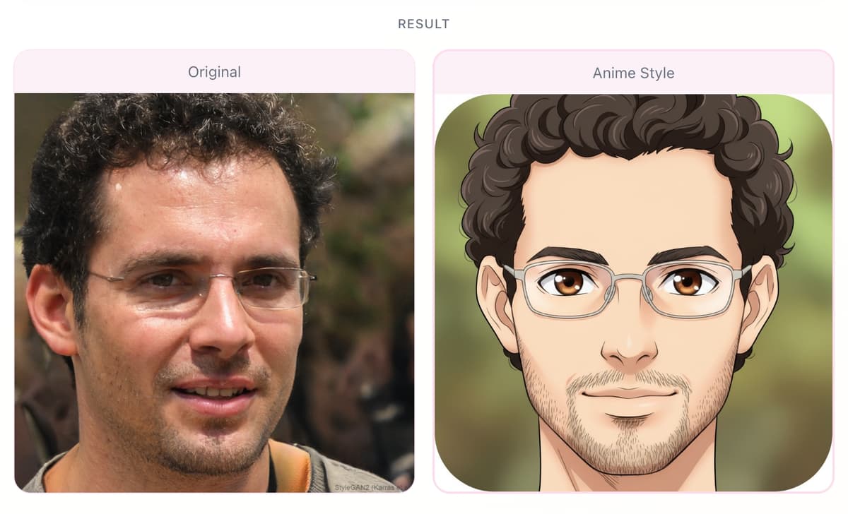 Anime style avatar - before and after