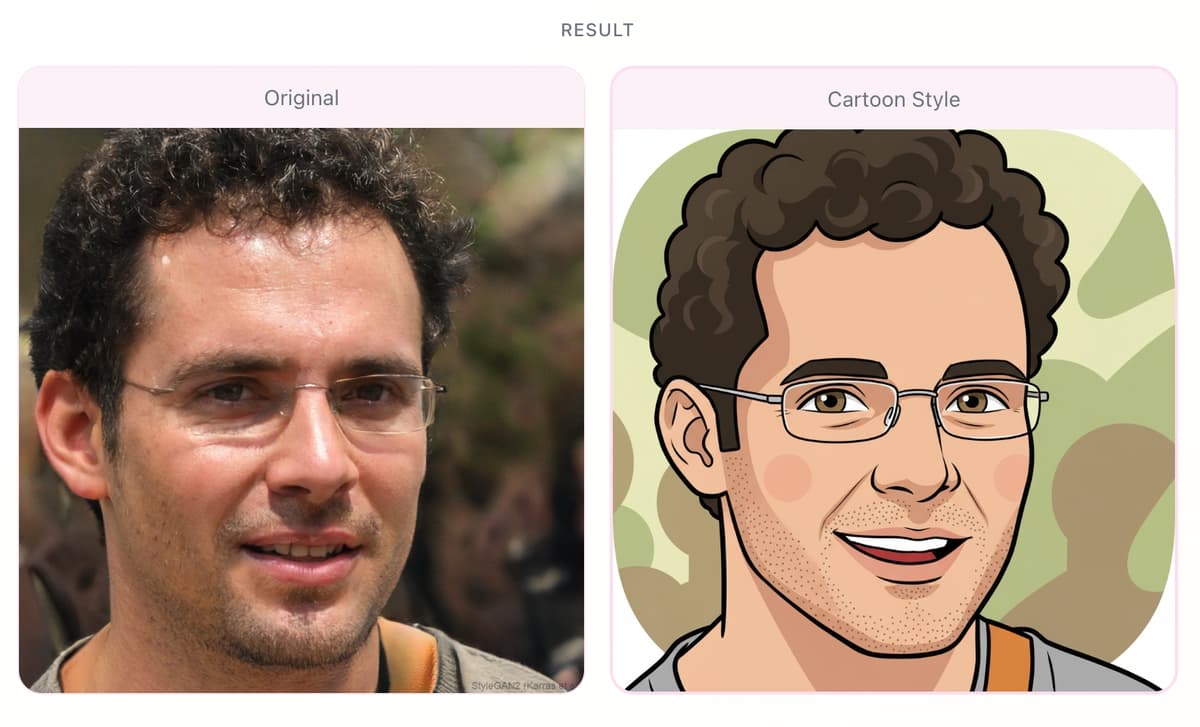 Cartoon style avatar - before and after