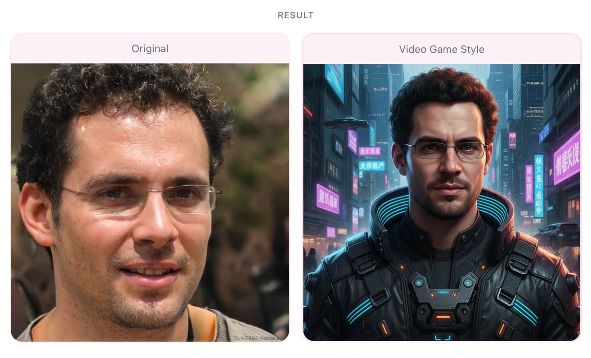 Video Game style avatar - before and after